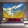 Golden State Warriors Logo On a Gradient Blue and Yellow Textured Background. Patterned Tapestry for Bedroom and Living Room Home Decor