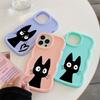Cute Cat Black Cartoon Cats Phone Case For iPhone 17E 11 12 13 14 15 16 17 Air Pro Max 16e 13 Plus Candy Color Fundas Back Cover