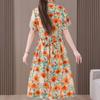 Plus Size Women's Summer Dress Elegant Loose Short Sleeve Long Dress Female Vintage Clothes