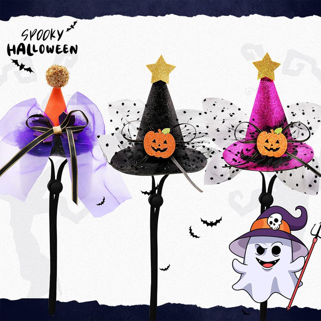 Small Dogs Witch Cap Halloween Pet Lace Hat Photography Outfit for Small Medium Dogs Cosplay Costume Pet Festival Hat