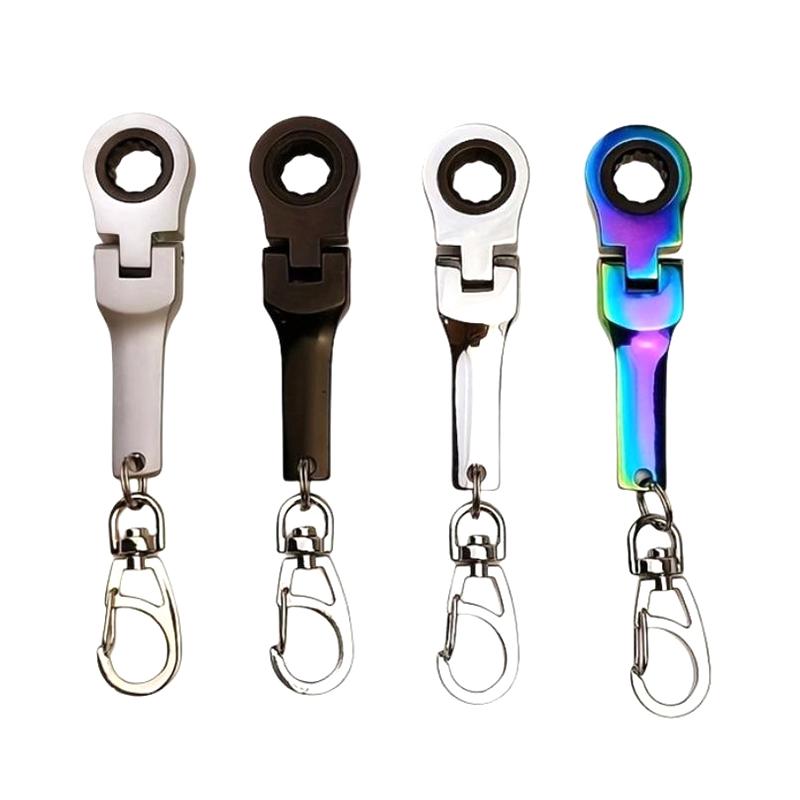 Creative 10Mm Ratchet Wrench Mini Shaped Jdm Metal Racing Keychain Key Chain Ring Keyring Adjustable Wrench Tools
