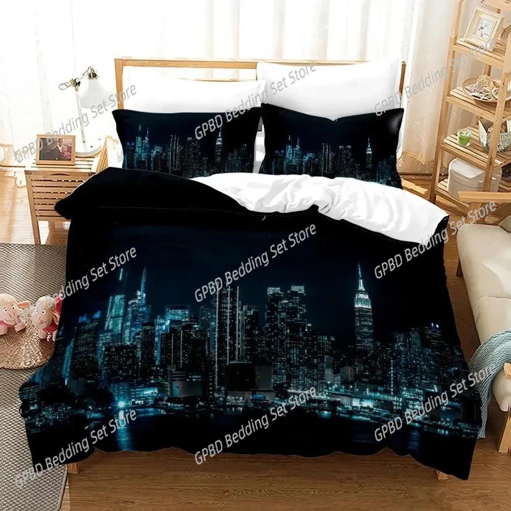 3D Print New York City Night View Beding Set 3D Printed Suitable for Bedrom Soft Duvet Cover Set With Pilowcases Children Kids Home Textile
