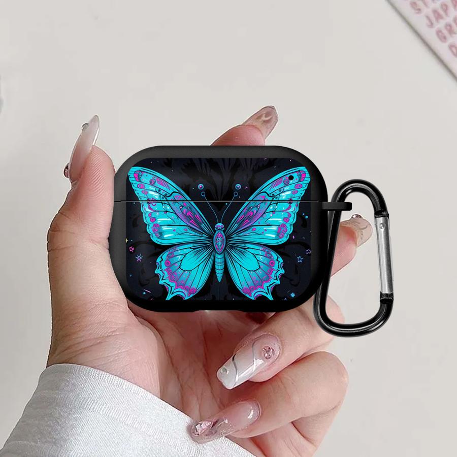 Earphone Cases Cover Case For Airpods 1 Pro Pro3 Pro2 2 3 4 White Blue Butterflies Flowers