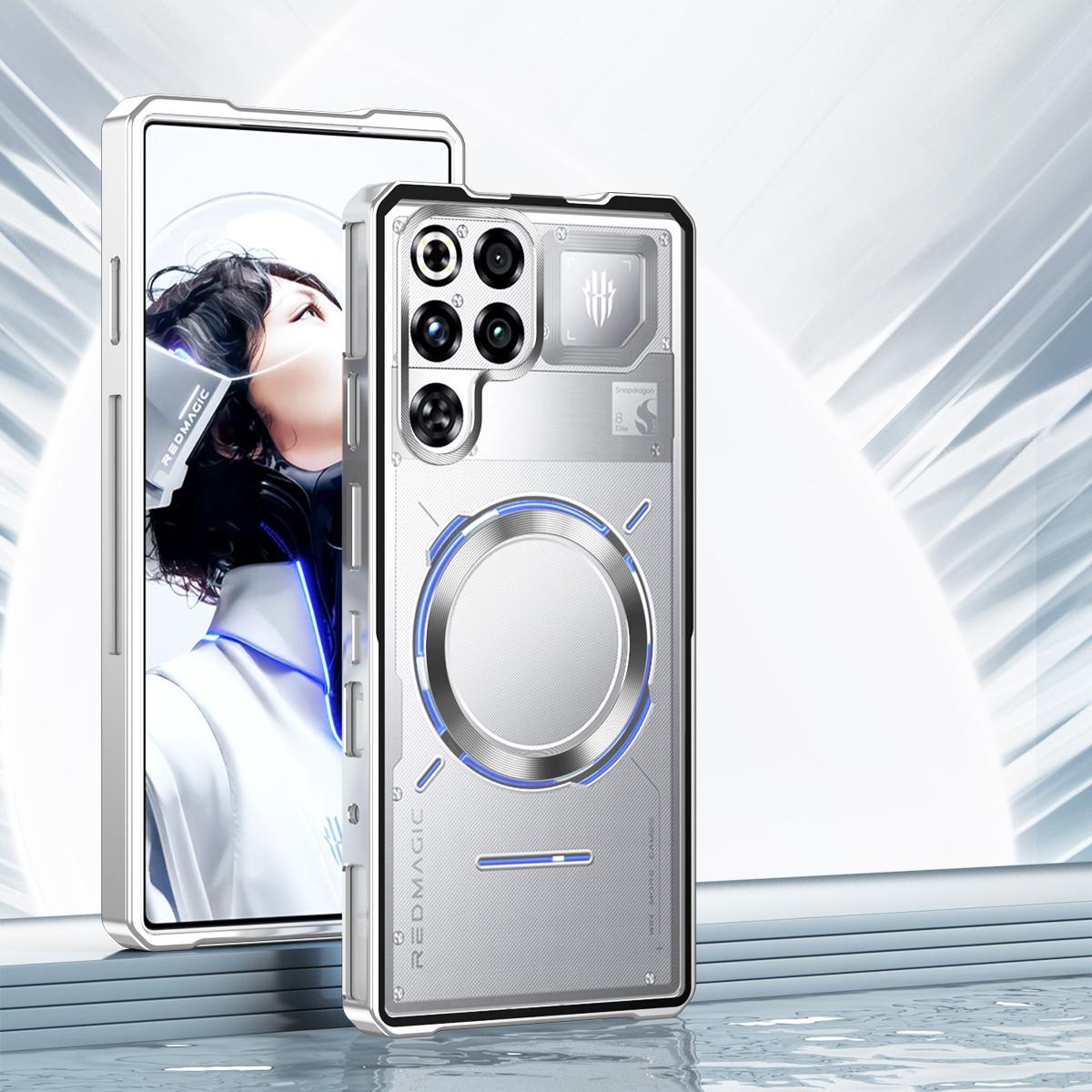

Металевий Алюмінієвий Сплав Бамперний Чохол Push Pull Для ZTE Nubia RedMagic 11 10 9 S 9 Pro+ Air Z80 Магнітна Бездротова Зарядна Задня Кришка ZTE nubia Z70 Ultra срібний