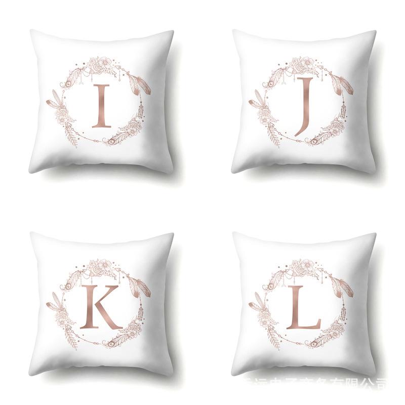 Polyester Pillow Case Home Ins Style Decorative Print Pillow Case 26 English Letter Cushion Cover