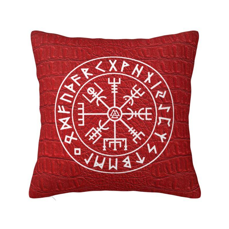 Custom Lucky Charm Viking Compass Vegvisir Cushion Cover Xcm Vikings Valhalla Velvet Luxury Pillow Case Home Decoration