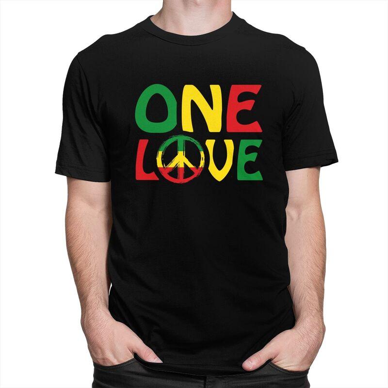 Custom ONE LOVE With Peace Symbol T Shirt for Men Tshirt Casual Tees Jamaican Reggae Tshirt Clothing