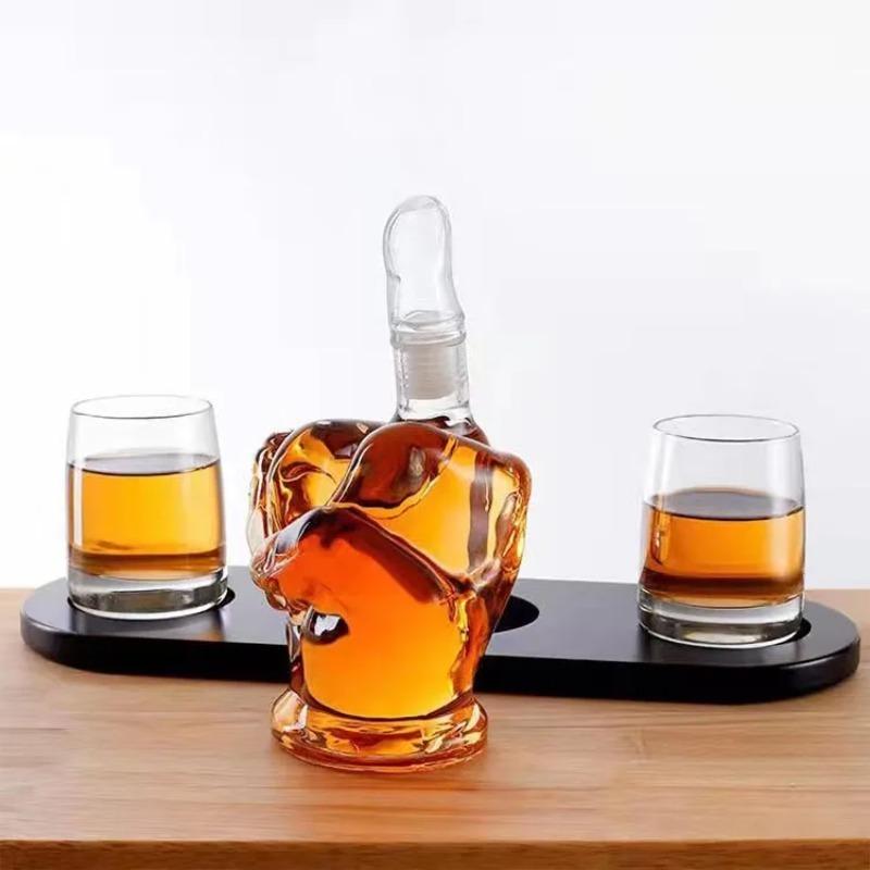 1000 Ml Middle Finger Shaped Whiskey Decanter, Novelty Glass Liquid Bottle for Bar Decor & Funny Gifting