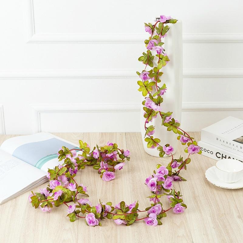 2.5m Rose Artificial Silk Ideal For Wedding Garland Fake Plant Flowers Vine Household Room Wedding Wall Hanging Garden Arch DIY Decoration