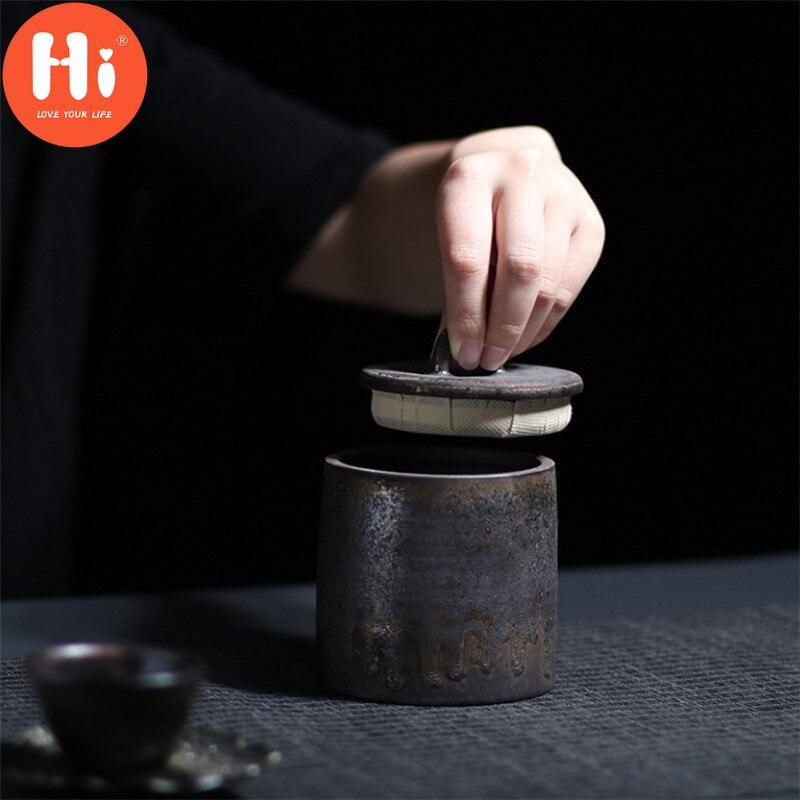 Hi Japanese Ceramic Sealed Tea Caddy Coarse Pottery Large Vintage Spice Jar Tank Food Container