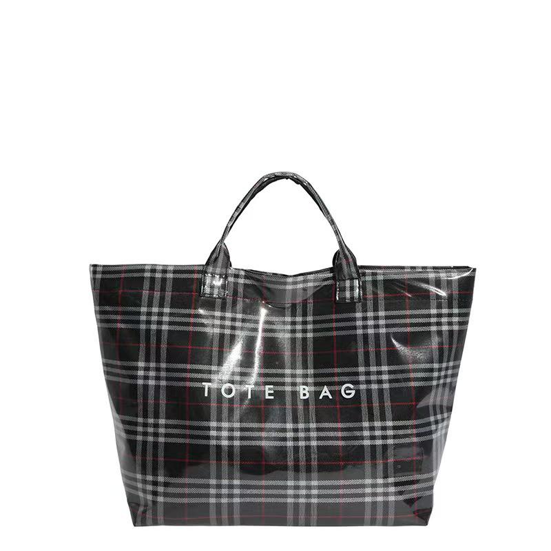 Large Capacity 2026 Plaid Striped Tyvek Tote: Fashionable Commuter Handbag