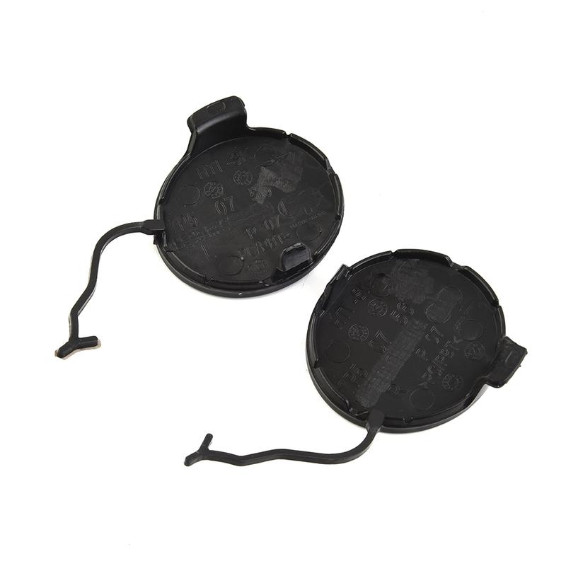 Brand New Left Right Front Tow Hook Bumper Left Right Drag Hook Eye Cover Front Bumper Unpainted BLACK Plastic