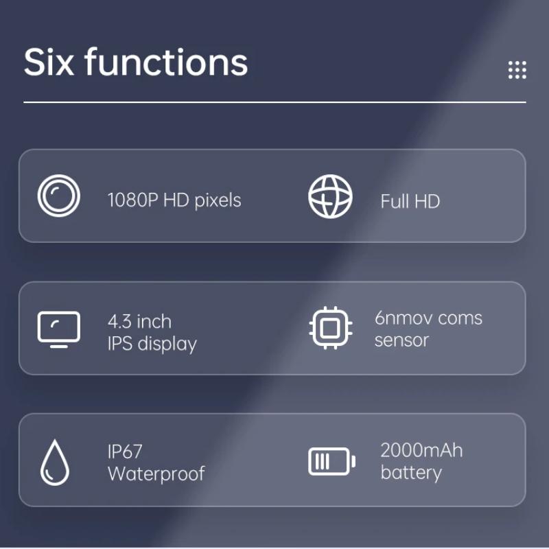 1080P Industrial Endoscope Camera 4.3inch Screen 8 LED 8mm Single Lens Inspection Borescope Camera IP67 Waterproof for Car Pipe