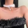 Elegant Mink Hair Plush Choker for Women Fashion Christmas Snowflake Pearl Pendant Necklace Wedding Party Jewelry Gift