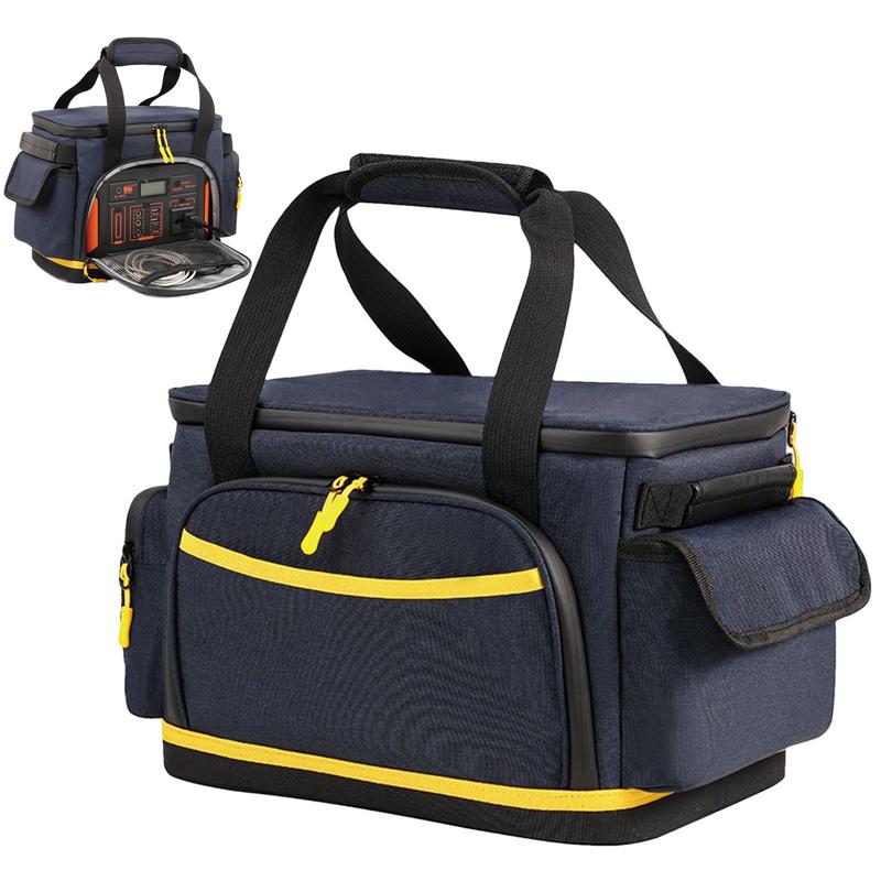 Portable Power Station Carrying Bag With Handle Waterproof Oxford Cloth Carrying Pouch Multiple Pockets For Charging Cables