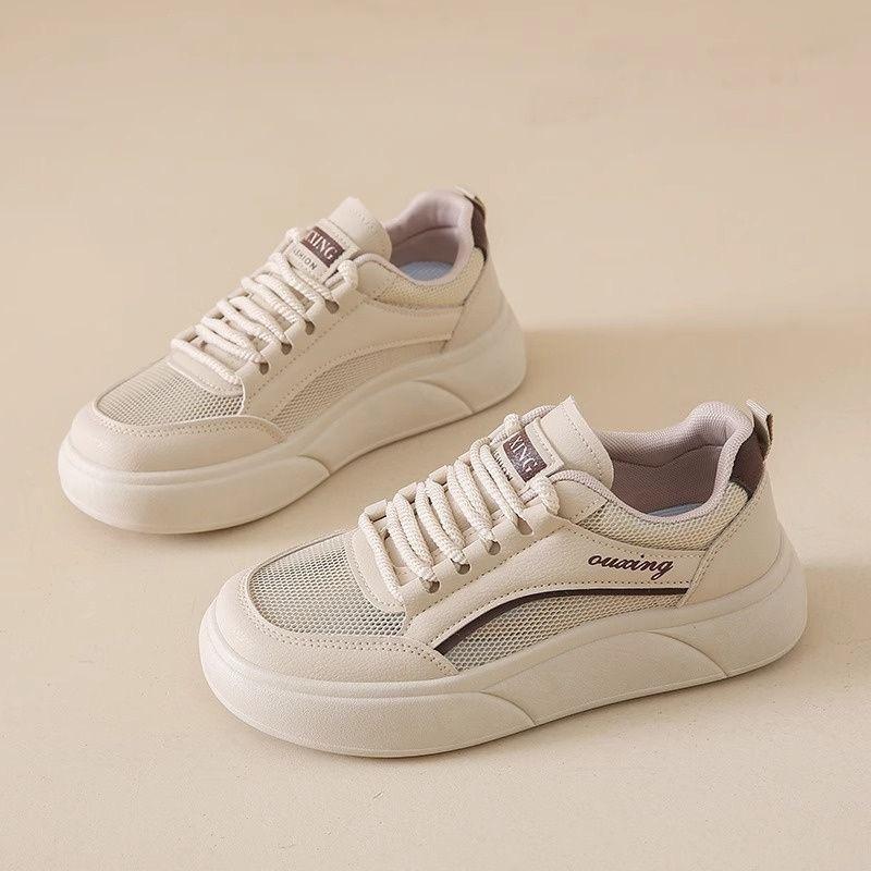 Summer women's shoes new breathable hollow mesh shoes children's versatile platform sports shoes casual board shoes white shoes