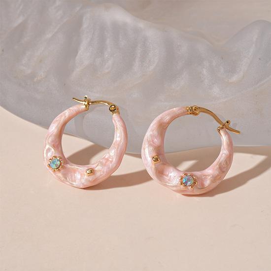 Vintage oil-drip diamond-studded irregular geometric earrings, simple and unique, with a high-end feel, for women Pink earrings