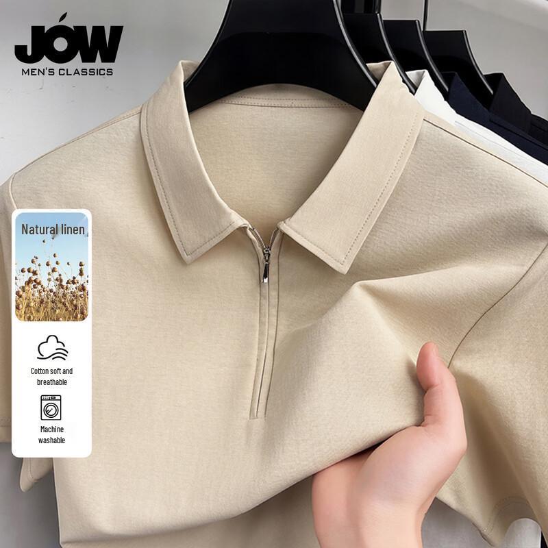 JOW Men s Premium Linen Cotton Blend Polo T-Shirt 3XL
