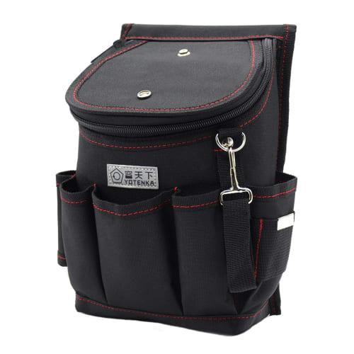 Electrician's Waist Bag, Nail Pouch with Lid, Two-Tier, Tool Storage, Holder, and Tape Hook, Zipper Closure, Multifunctional, Large Capacity, Durable