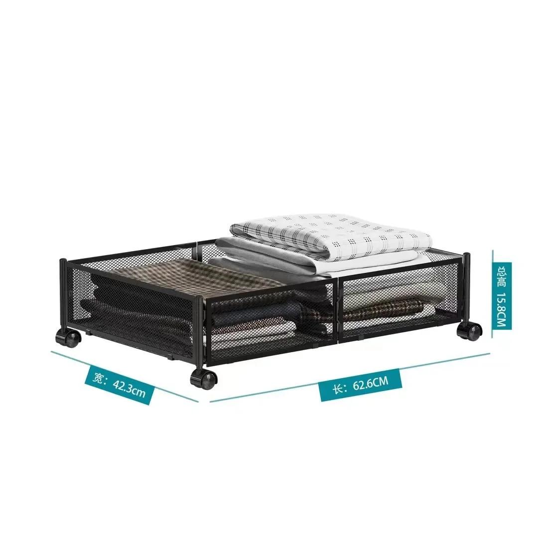 

Foldable Bed Bottom Storage Rack Iron Storage Box with Wheels Under The Sofa Under Bed Storages Drawer Storage Basket чёрный