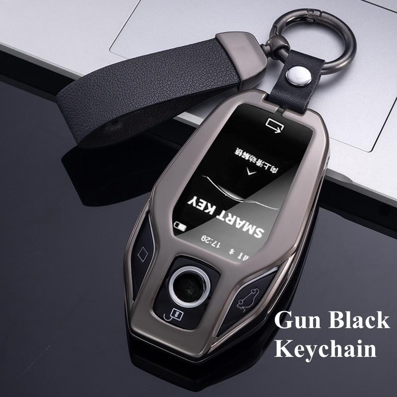 

Модный металлический цинковый чехол для дистанционного ключа автомобиля, держатель для BMW 5 7 серии G11 G12 G30 G31 G32 i2 i8 X3 X5 X7 X4, корпус ключа со светодиодным дисплеем чёрный