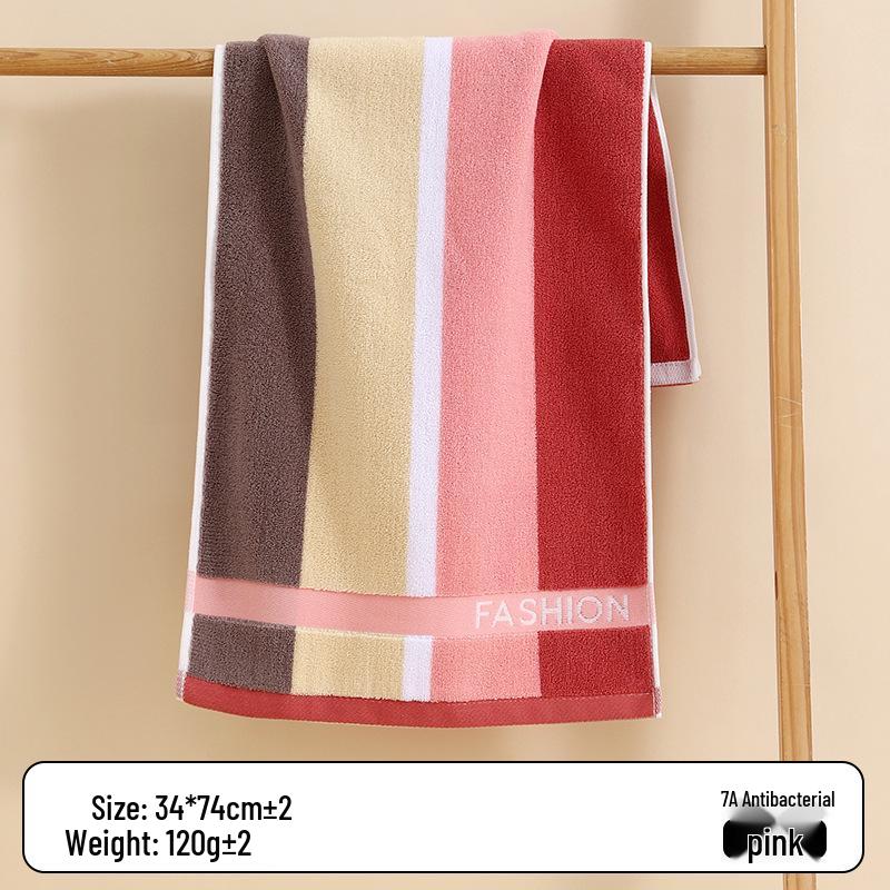 Thick, Absorbent Striped Cotton Face Towel - Soft Yarn-Dyed Design for Adults
