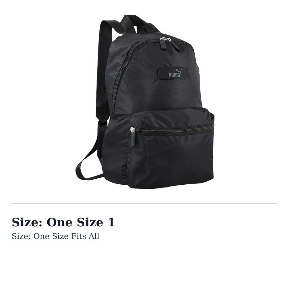PUMA Athleisure Fabric Backpack Regular Womens Black 079855-01 One Size 1