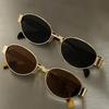 Ladies' Personalized Retro Metal Framed Oval Sunglasses, Suitable for Daily Wear and Outdoor Activities