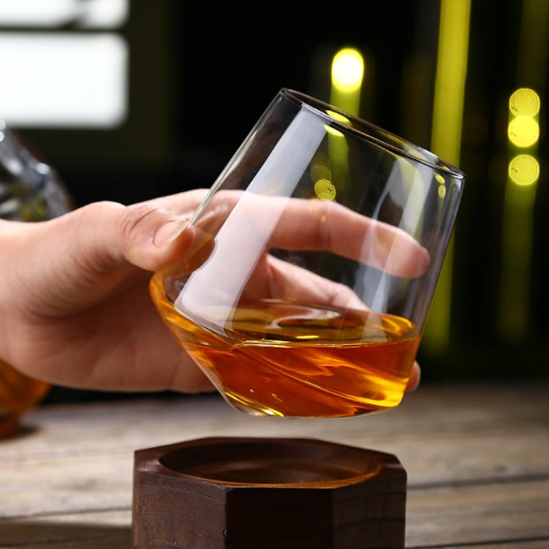 370ml/530ml Foreign Wine Glass Rotating Whiskey Glass Tumbler Cup Transparent Cocktail Tequila Glasses Cold Drink Mug Barware