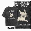 G55 Back Print Cotton Cool Cat Graphic Men T-shirt | Acid Washed Streetwear Big Size Vintage O-neck Men's Tee Tshirt