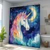 Enchanting Unicorn Shower Curtain - Waterproof, Mildew-Resistant with Magical Rainbow Mane Design for Dreamy Bathroom Decor
