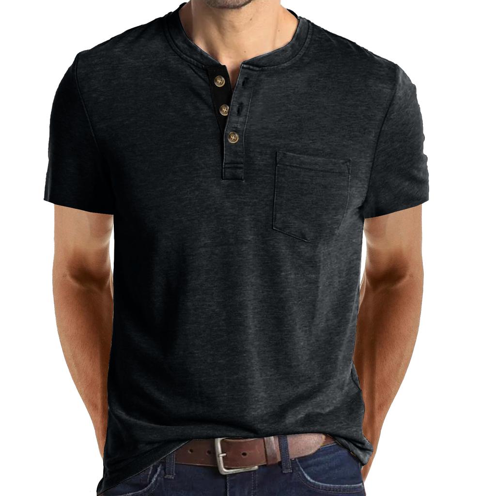 Men’s Summer Short-sleeved T-shirts, Men’s Henley Tops, Round-neck Tops
