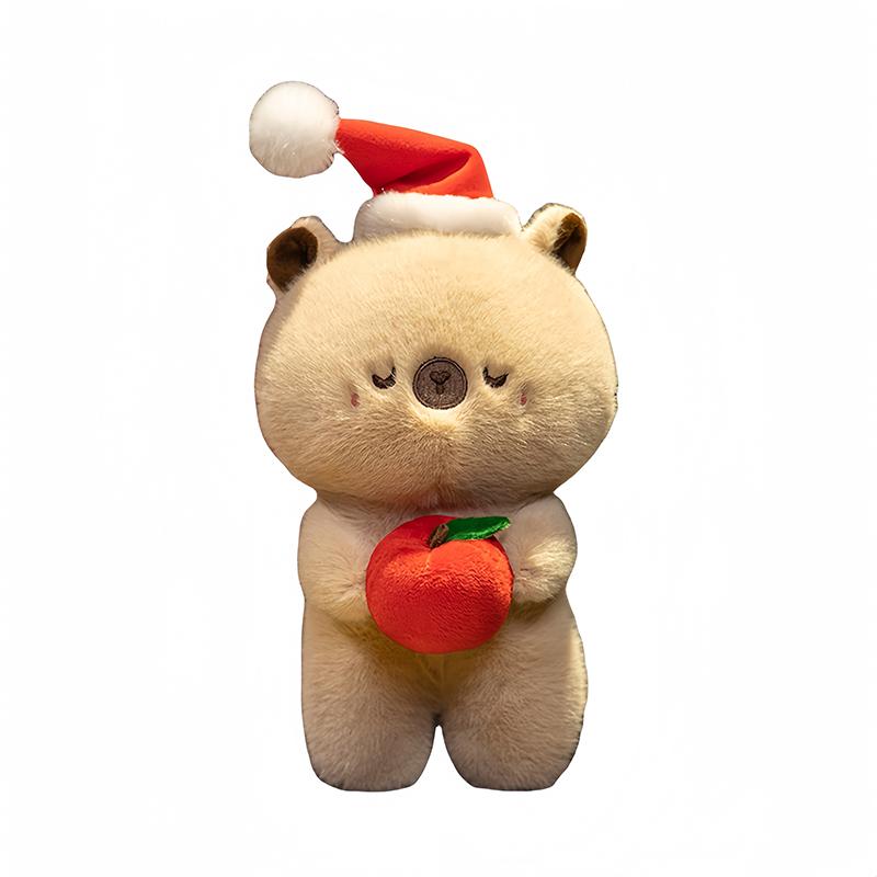 Kapibala Capybara Plush Toy Christmas Capibala Holding Apple Cute Exquisite Animal Stuffed Toy Christmas Tree House Xmas Decor