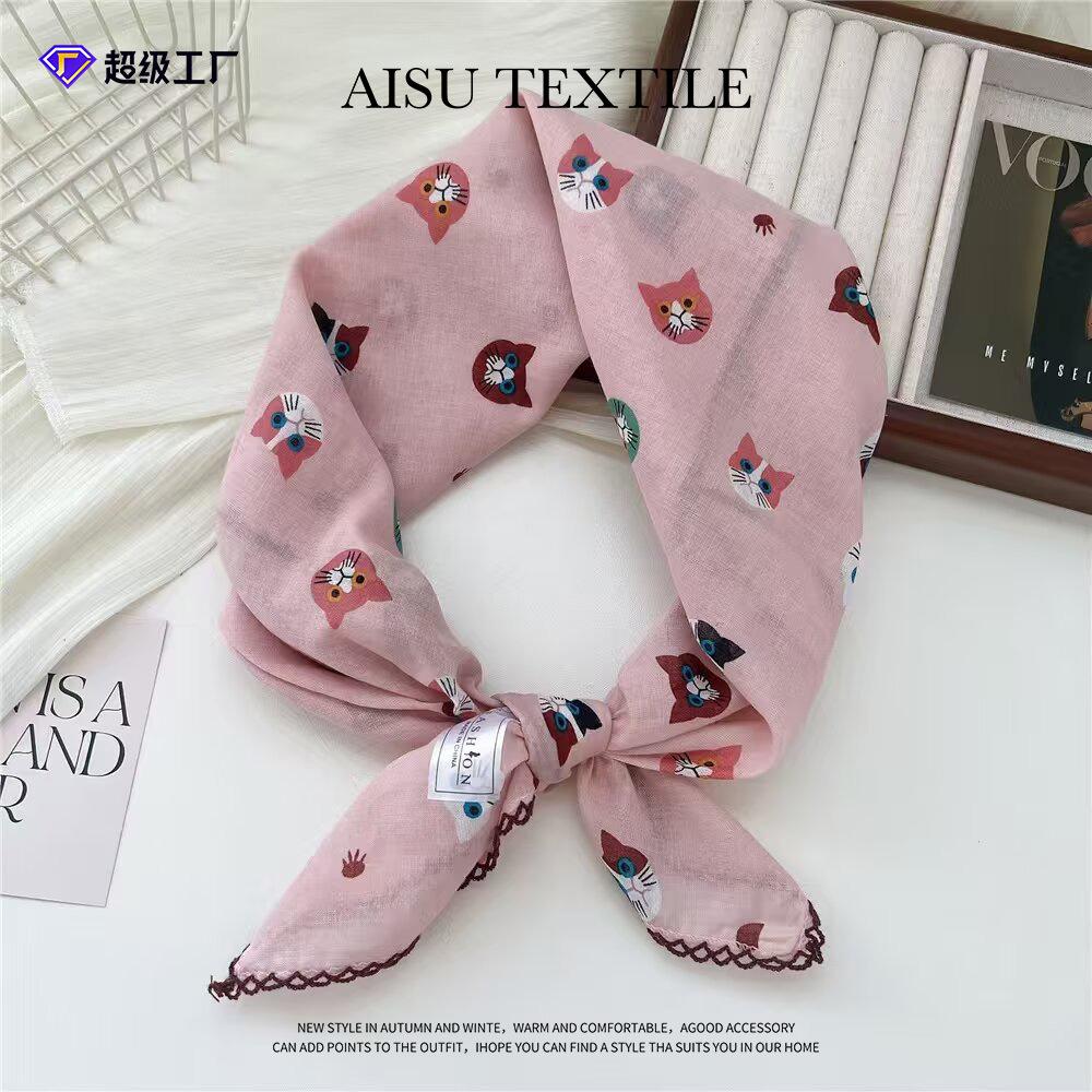 70 Baumwolle und Leinen Kleiner quadratischer Schal Seidenschal Damen Literarischer und dekorativer Schal Kleiner frischer Schal Mädchen Stirnband Kopftuch Dekorativer Seidenschal