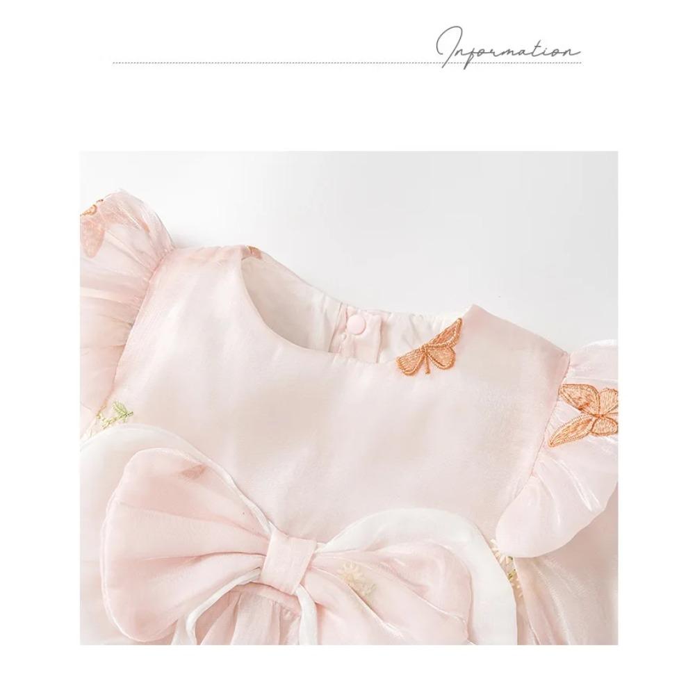 Vår Höst Söta Rosa Babyflickor Romperklänning Utomhus En Del Prinsessajumpsuit Spädbarn Fjärilsbody med Mössa 6-18M