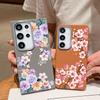 Color Floral Print Matte Leather Texture Phone Case For Samsung S25 S24 FE S23 Ultra S22 S21 A16 A56 A36 A15 A55 A35 Soft Slim TPU Shockproof  Cover