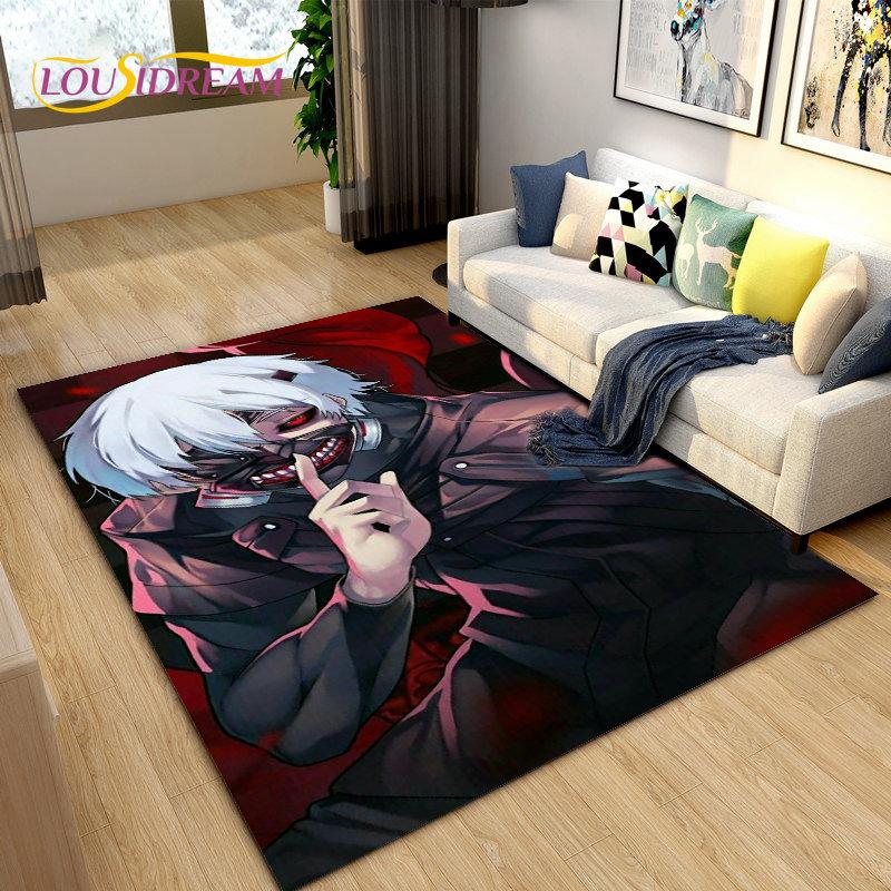 Tokyo Ghoul Japan Anime Cartoon Area Rug,Carpet Rug for Living Room Bedroom Sofa Doormat Decoration, Kid Play Non-slip Floor Mat