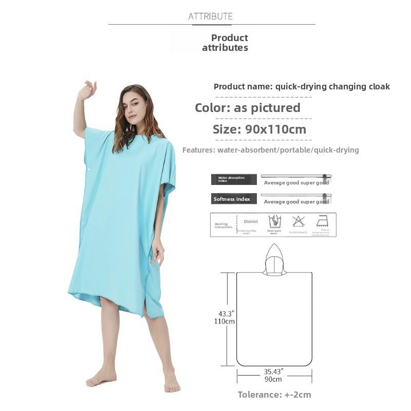 Quick Drying Cloak Double Sided Fleece Hooded Bath Towel Absorbent Quick Drying Diving Swimming Beach Adult Bathrobes