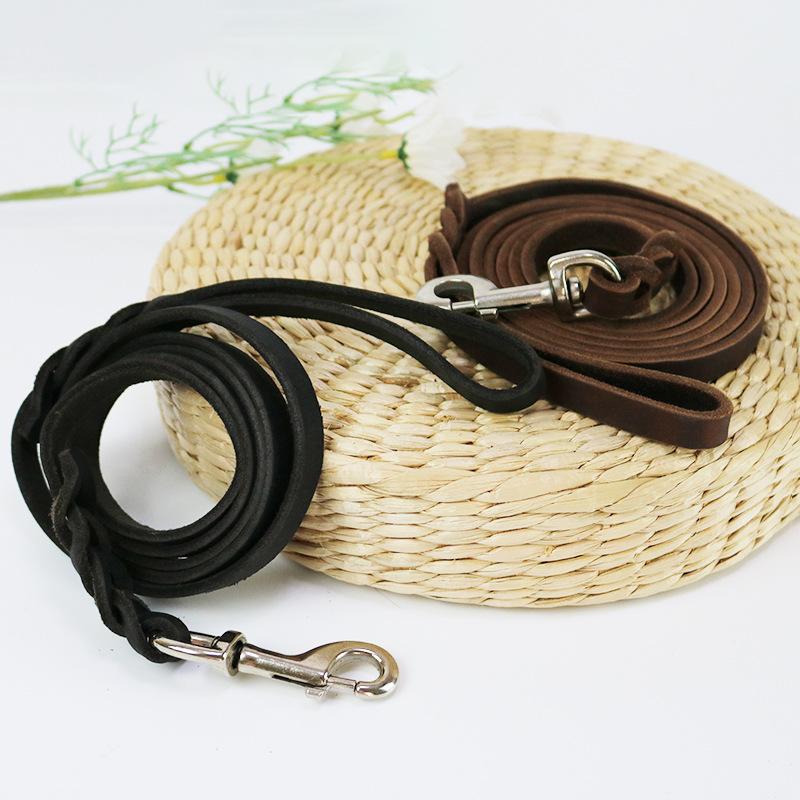 1,2-2,1m Echte Leder Hundeleine mit Haken Haustier Laufen Training Braune Schwarze Farben für Mittlere Große Haustiere Schäferhund Greyhound