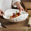 Rock Pattern Pure White Oval Soup Plate Minimalist Kitchen Table Dinner Plate Shell-shaped Edge Ceramic Main Dish Tableware