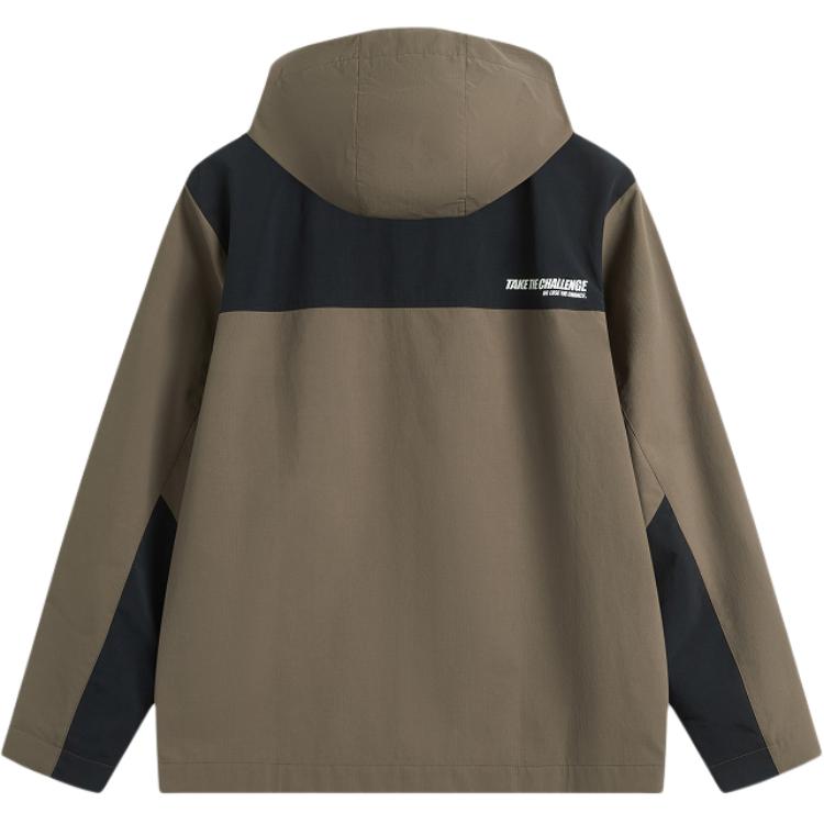 LiNing Life Series Water-Resistant Hooded Letter Insert Outdoor Cycling Climbing Cardigan Zipper Windbreaker Unisex outerwear Teak-Brown AFDU945-3
