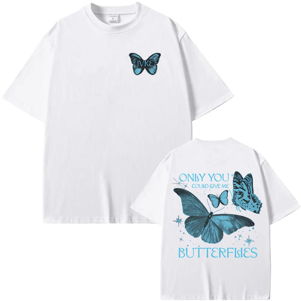 Butterflies Black T-Shirt Summer JVKE Tee High Quality 100% Cotton Graphic Printing T Shirt