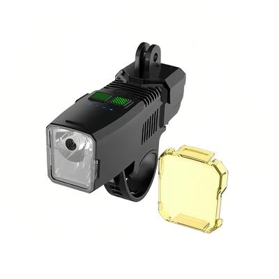 Wiederaufladbares Fahrradlicht mit Hupe - 1200LM Super Helles Frontlicht & Rücklicht Set, USB-C Ladefunktion, , - Nebellinse, Fernbedienung für Berg