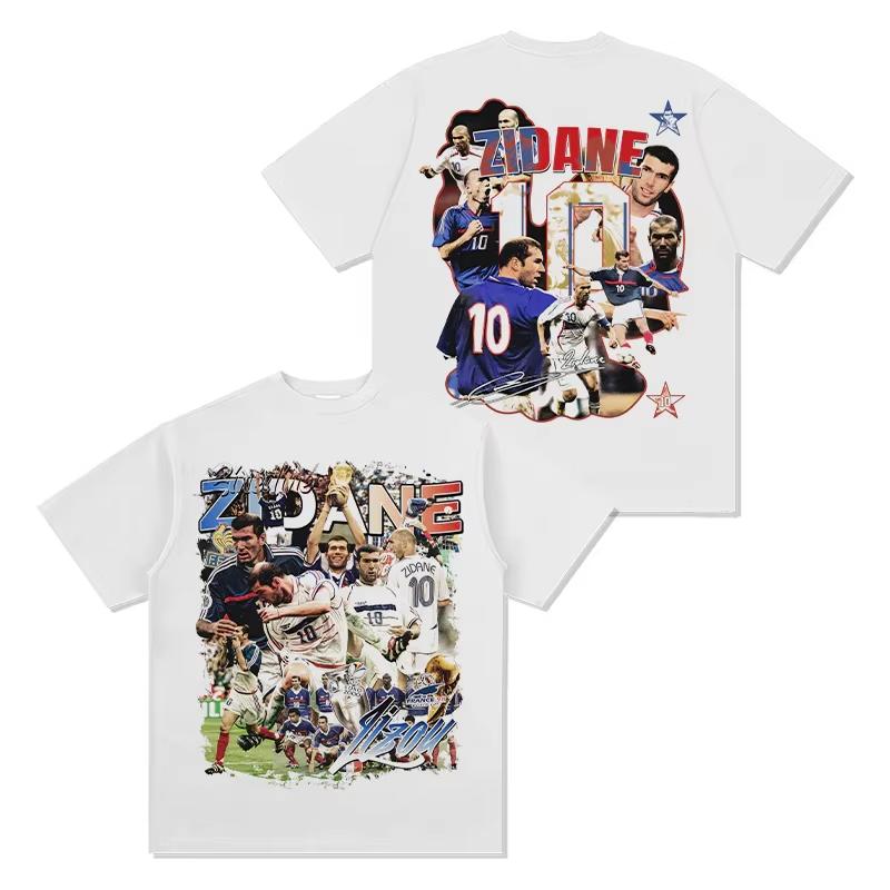 Zidane Unisexs Unisexs Tshirt Football France Jersey 1998 Champion Commemorative Shirt Summer Unisex Oversized Short Sleeve Tees