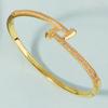 Luxury Micro Paved Zircon Bracelet For Women Simple Gold Full Diamond Clasp Bangle Versatile Non Fading Fashion Jewelry