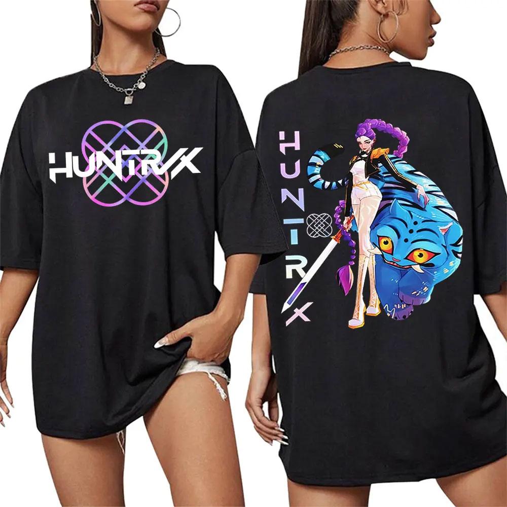 High Quality Fashion Oversized Cotton Huntrix Kpop Demon Hunters Movie 2025 Graphics T Shirts Men Women's T-shirt Harajuku Tops