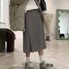 Women Midi Skirt High-Waisted Solid Color Casual Style Knitting Skirt Autumn Winter Side Split Hem Skirt Versatile Daily Wear