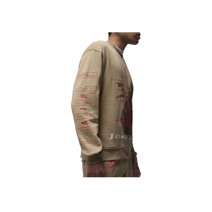Jordan Essentials Loopback Fleece Crew Sweatshirt With Alphabet Character Pattern Men Tops Khaki HF4544-247