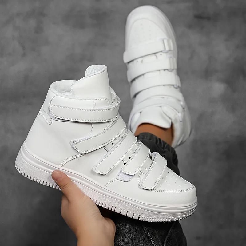 Herren Atmungsaktive High Top Skateboard Schuhe Lässige Rutschfeste Sportschuhe Damen Plateau Versteckt Erhöhende Leder Sneakers