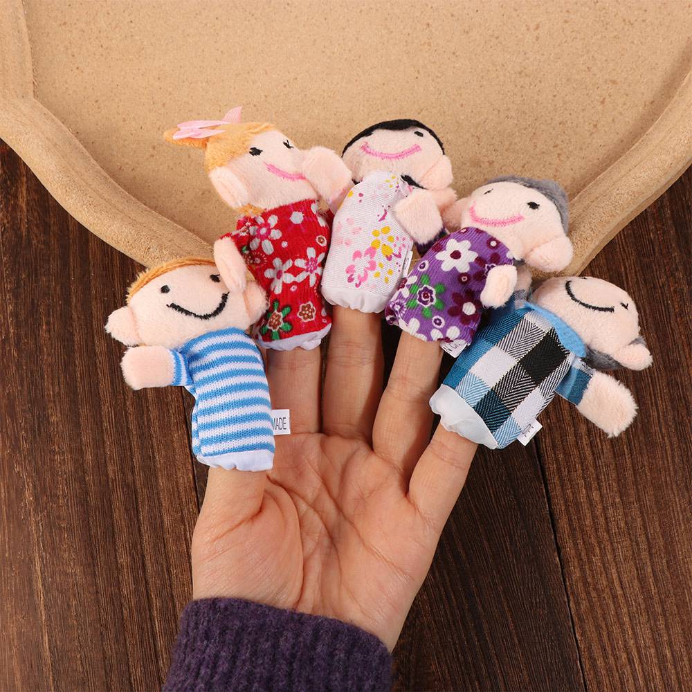 6Pcs Cloth Velvet Finger Puppets Set Soft Plush Finger Toys Puppets Toys  Educational Learning